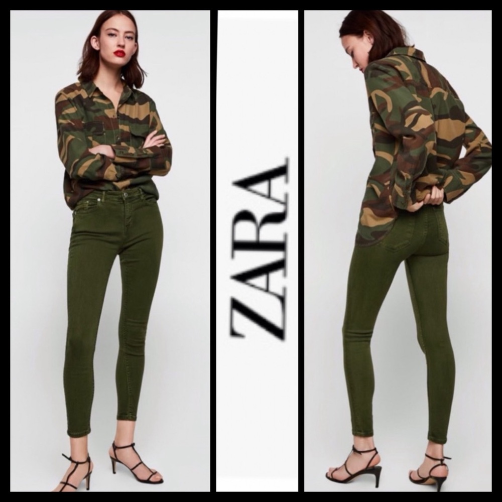 ZARA Olive Green Skinny Jean - Picture 1 of 6